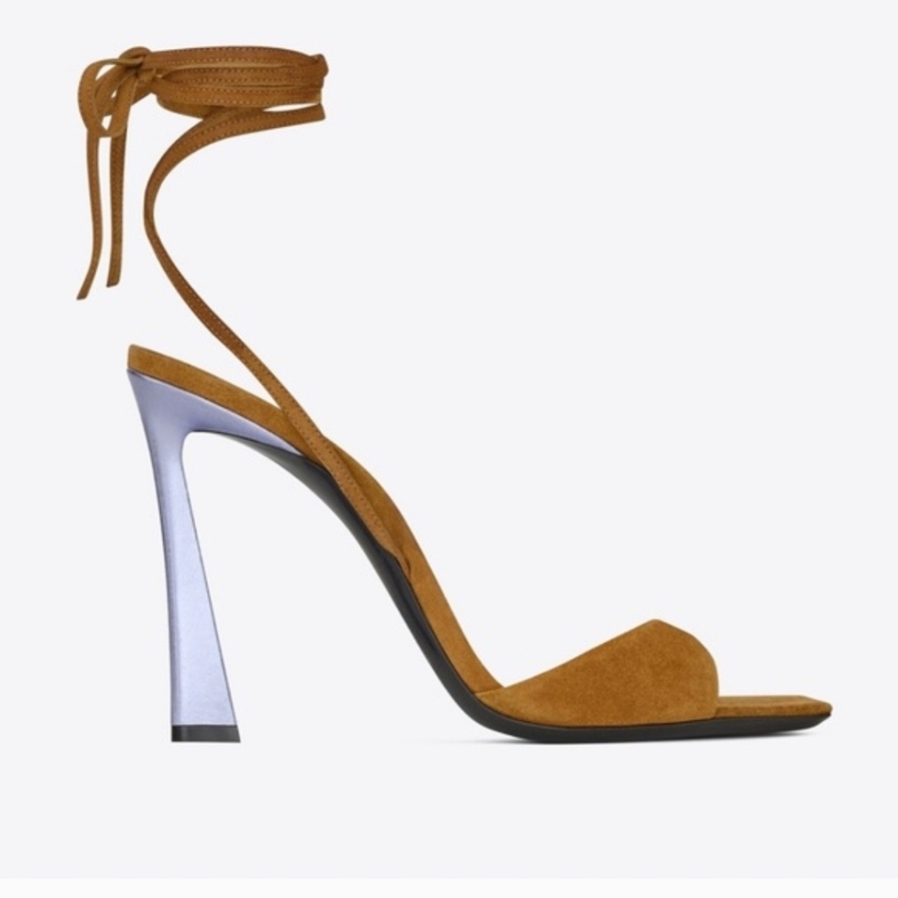 Sain Laurent Suede Paz 105 Ankle Strap Sandals 37